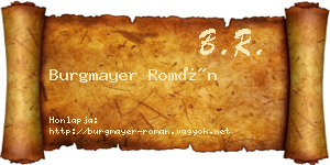 Burgmayer Román névjegykártya